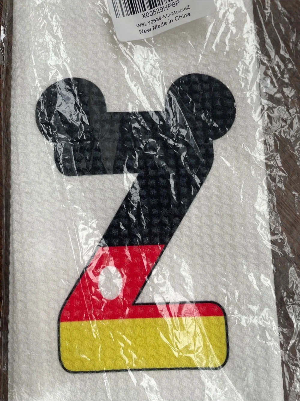 White Alphabet 'Z' with Black, Red & Yellow Mickey Mouse Print Hand Towel